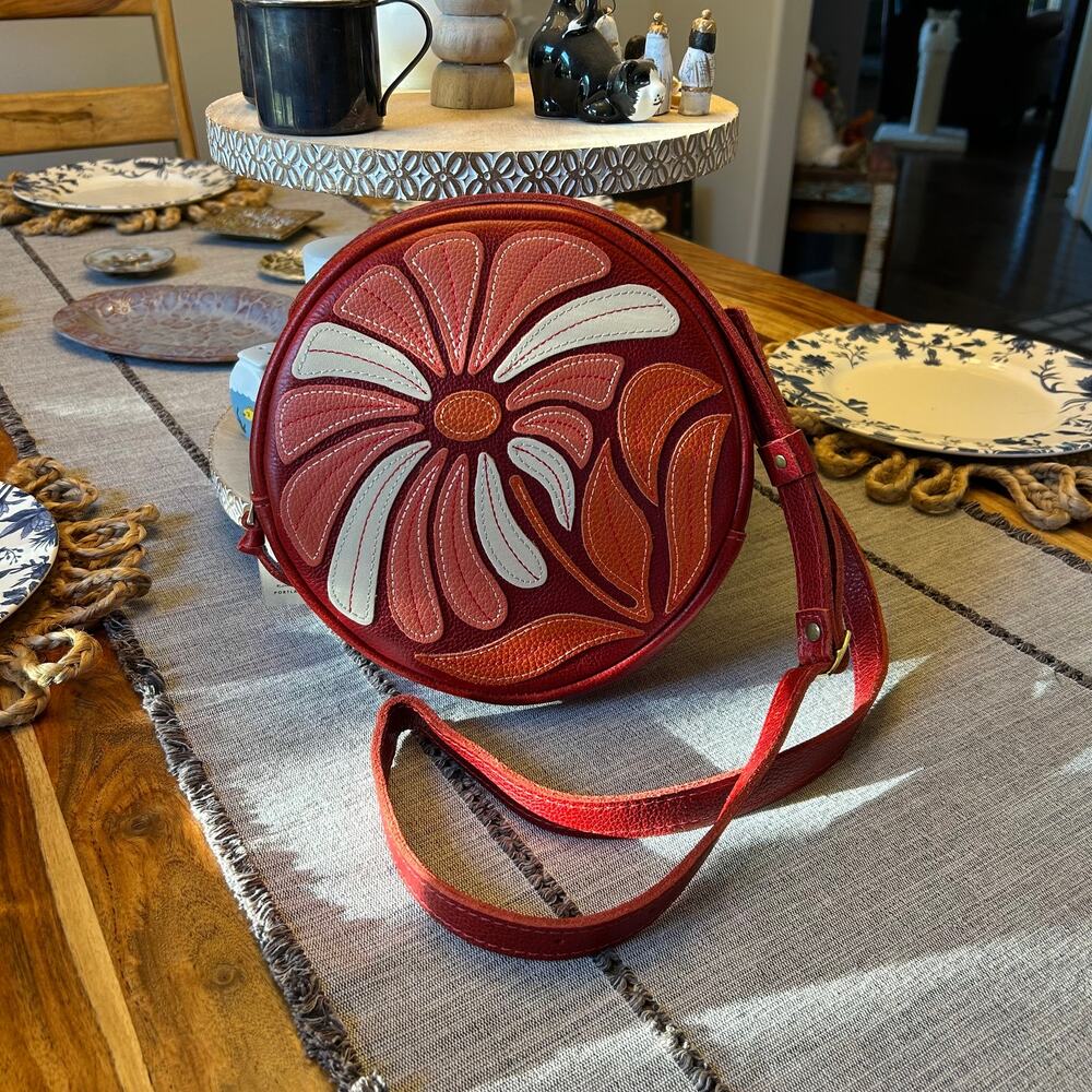 Portland Leather Limited Edition Wildflower Large Chili Red Crossbody Bag